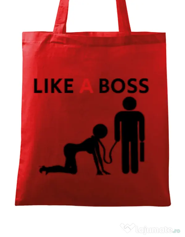 Sacosa din panza Like a boss Rosu