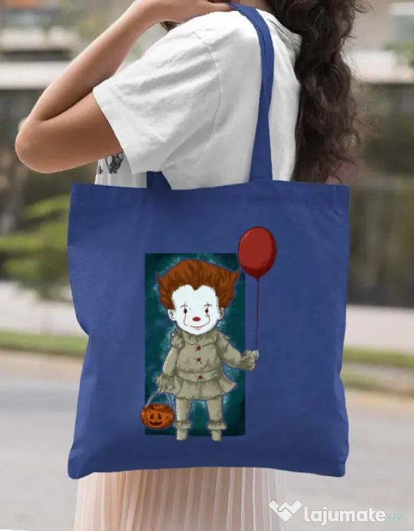 Sacosa din panza Little clown Albastru regal