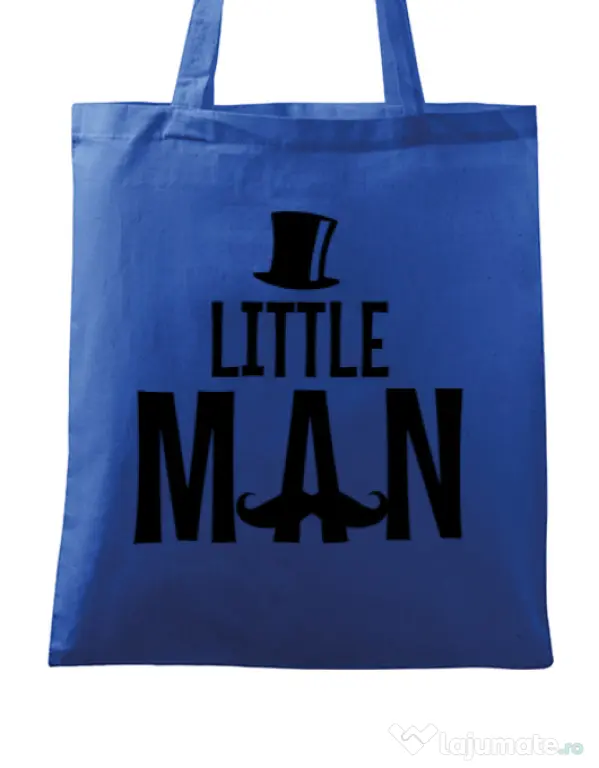 Sacosa din panza Little man Albastru regal