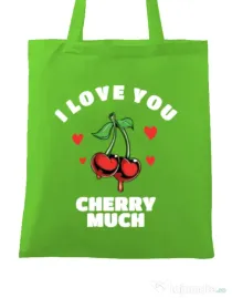 Sacosa din panza Love you cherry much Verde mar