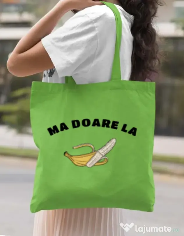 Sacosa din panza Ma doare Verde mar