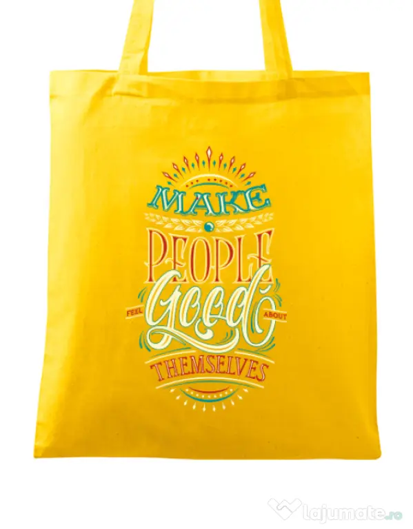 Sacosa din panza Make people feel good Galben