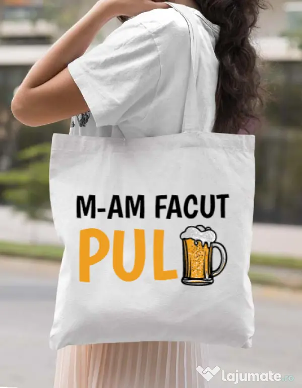Sacosa din panza M-am facut pulbere Alb