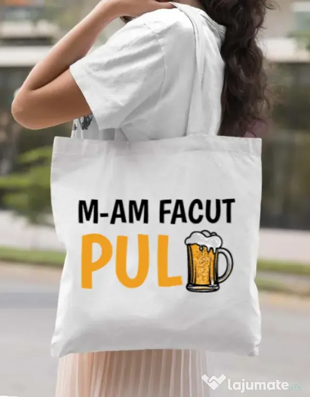 Sacosa din panza M-am facut pulbere Alb