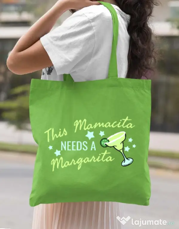 Sacosa din panza Mamacita Verde mar