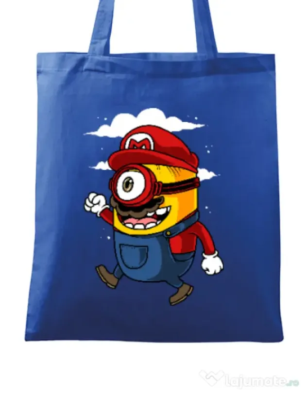 Sacosa din panza Mario minion Albastru regal