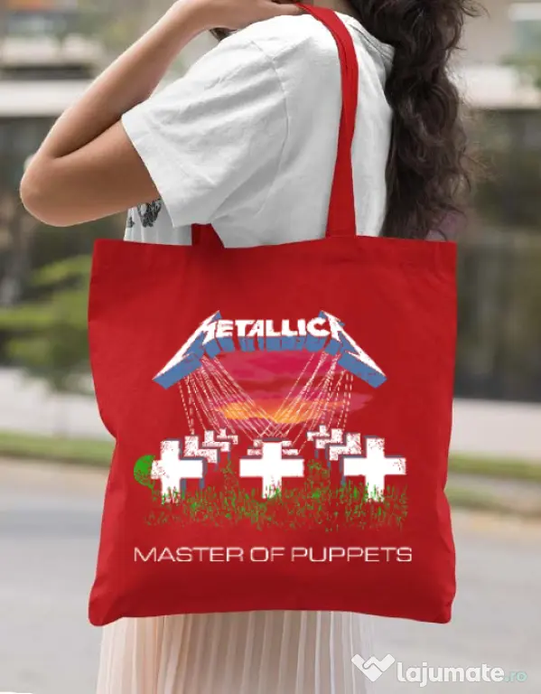 Sacosa din panza Master of puppets Rosu