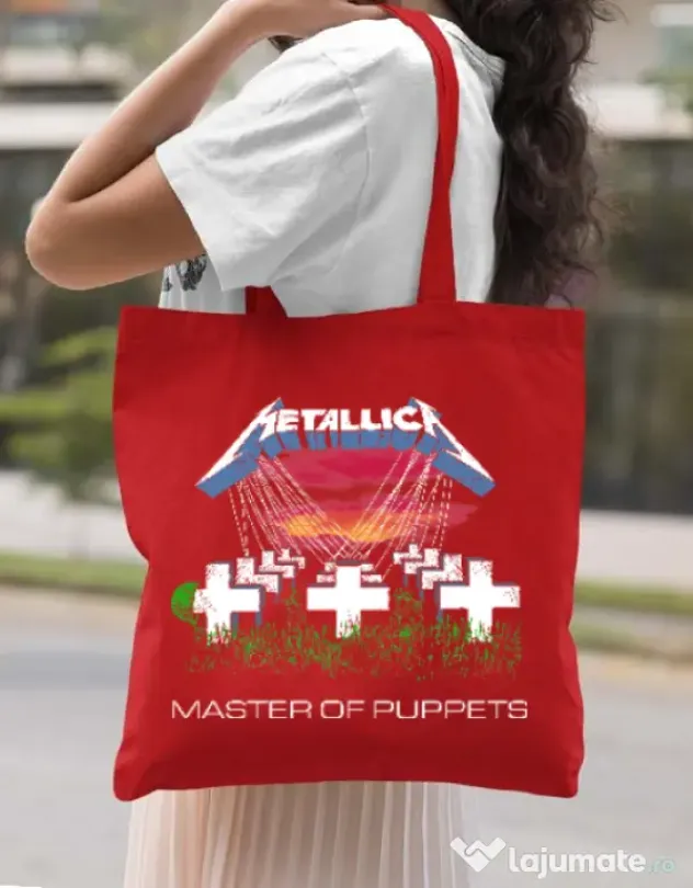 Sacosa din panza Master of puppets Rosu
