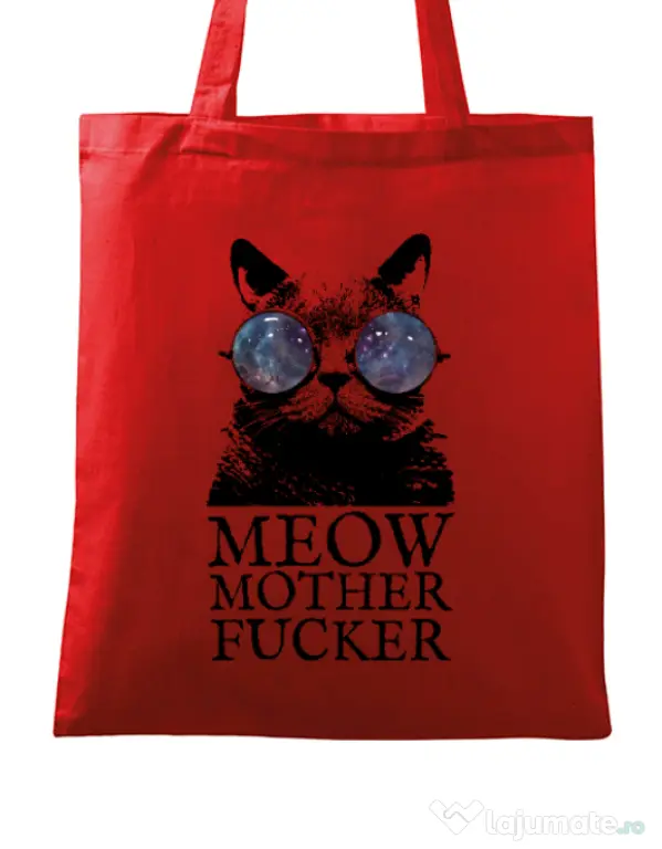 Sacosa din panza Meow motherfucker Rosu