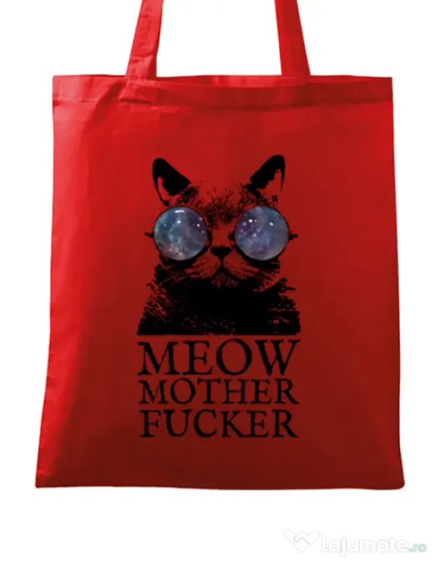 Sacosa din panza Meow motherfucker Rosu