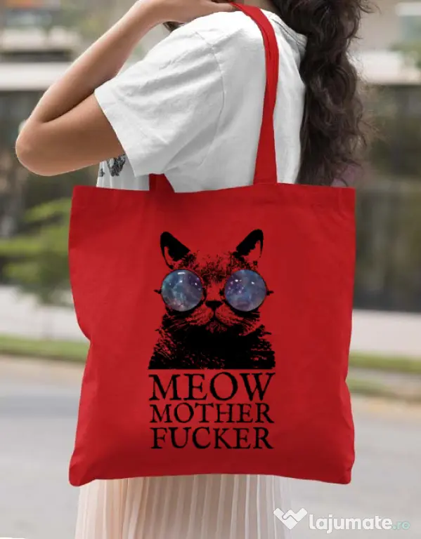 Sacosa din panza Meow motherfucker Rosu