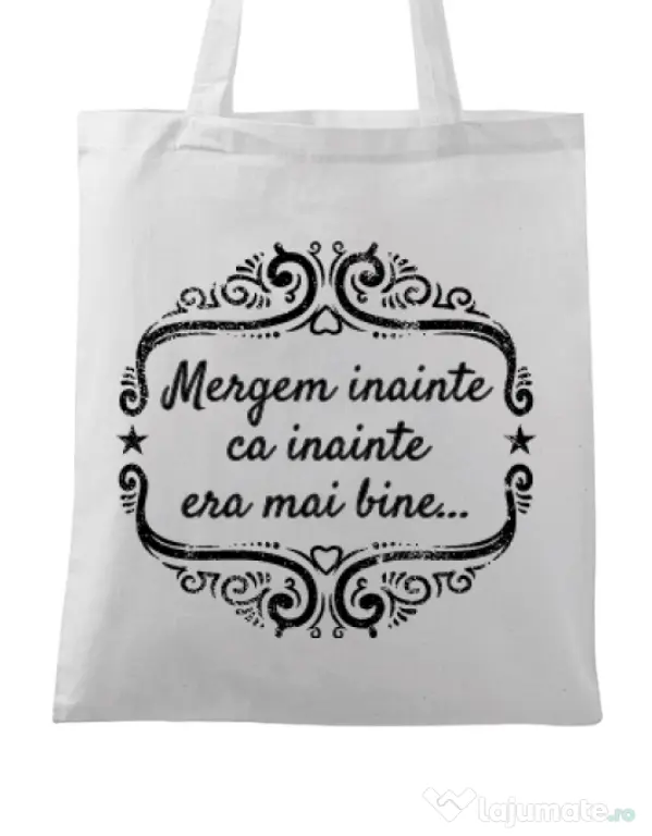 Sacosa din panza Mergem inainte Alb