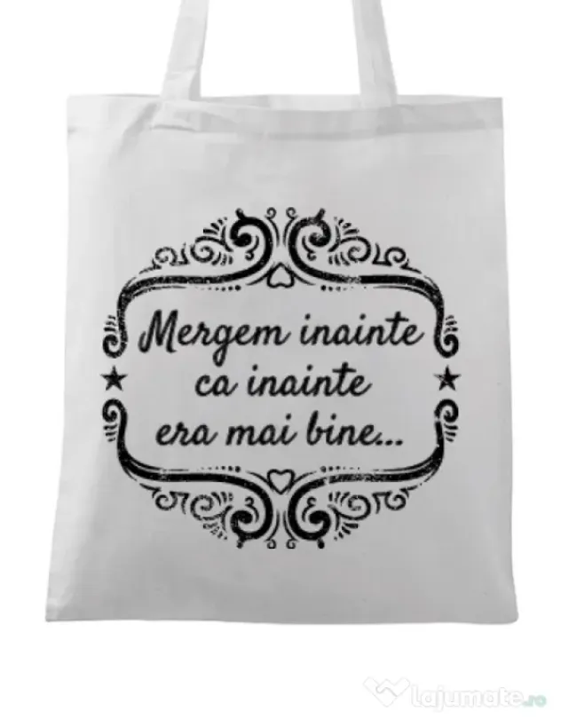 Sacosa din panza Mergem inainte Alb