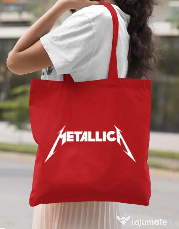 Sacosa din panza Metallica Rosu