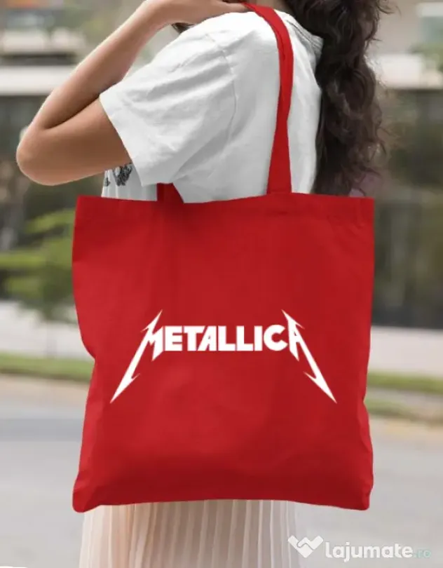Sacosa din panza Metallica Rosu