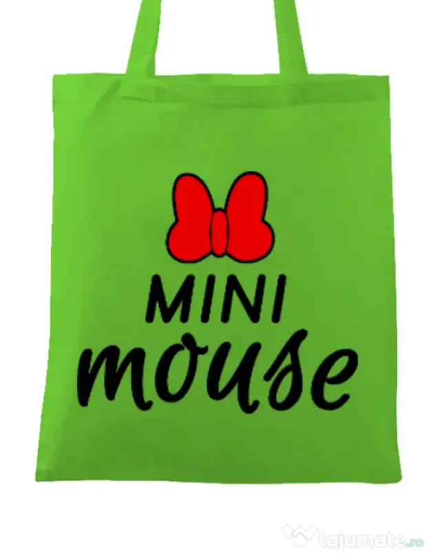 Sacosa din panza Mini mouse Verde mar