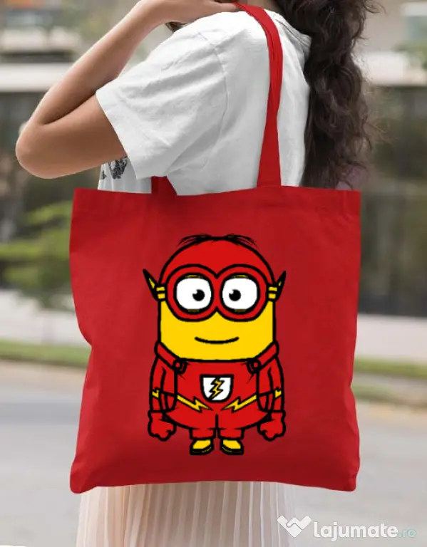 Sacosa din panza Minion flash Rosu
