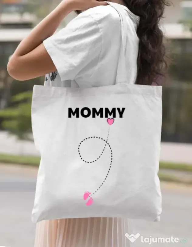 Sacosa din panza Mommy Alb