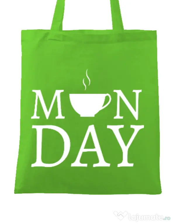 Sacosa din panza Monday coffee Verde mar