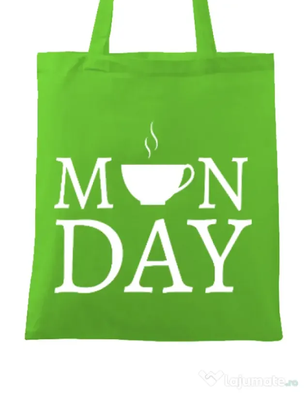 Sacosa din panza Monday coffee Verde mar
