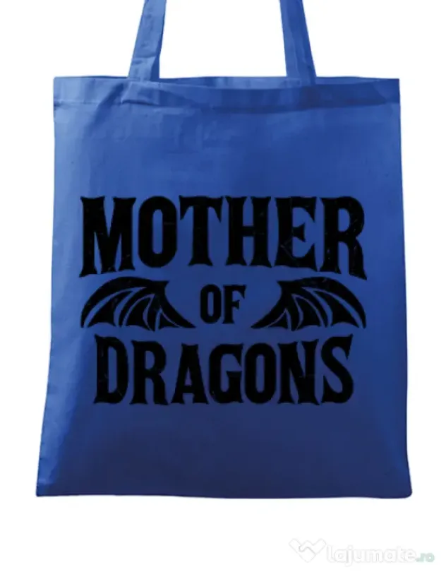 Sacosa din panza Mother of dragons 2 Albastru regal