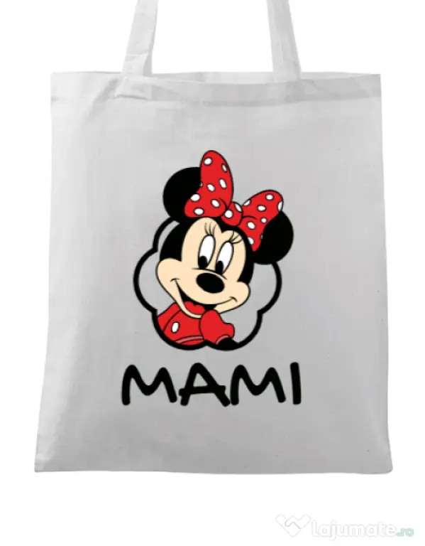 Sacosa din panza Mouse mommy Alb