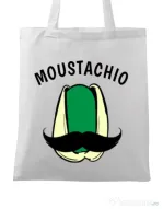 Sacosa din panza Moustachio Alb
