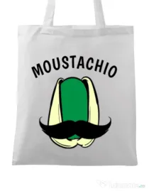 Sacosa din panza Moustachio Alb