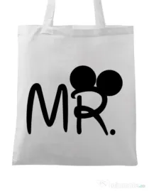 Sacosa din panza Mr Mickey Alb