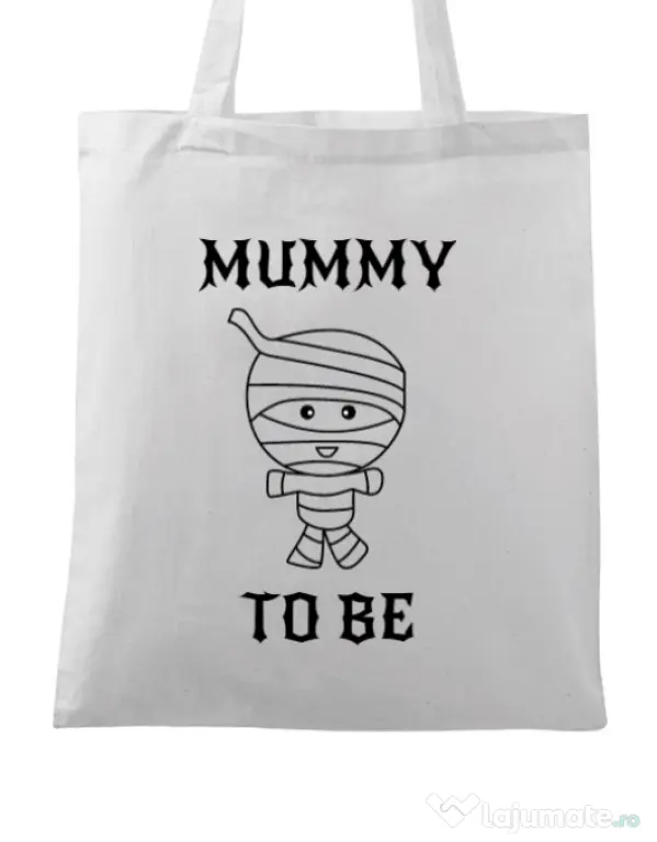 Sacosa din panza Mummy to be boy Alb