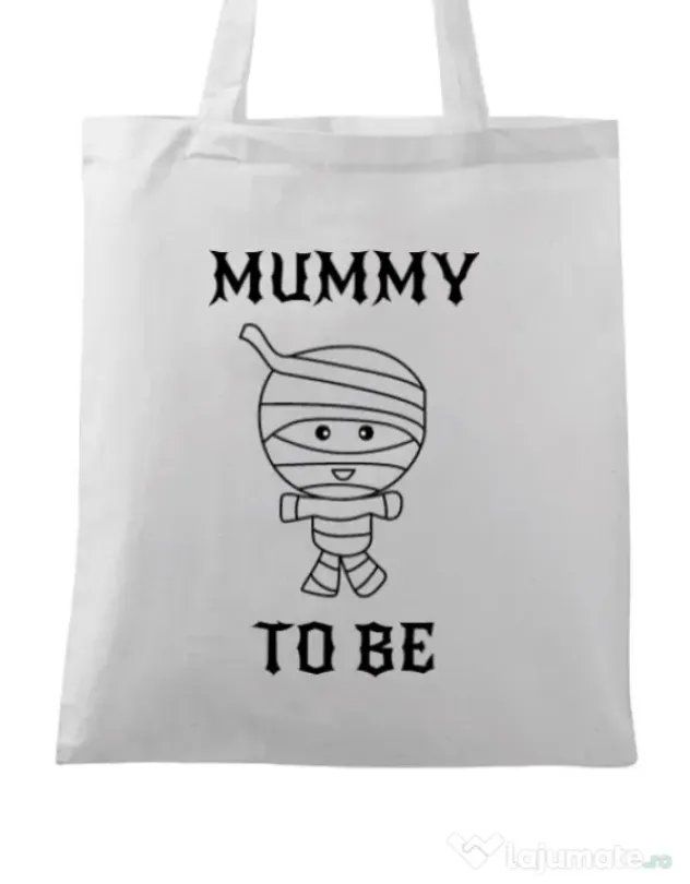 Sacosa din panza Mummy to be boy Alb