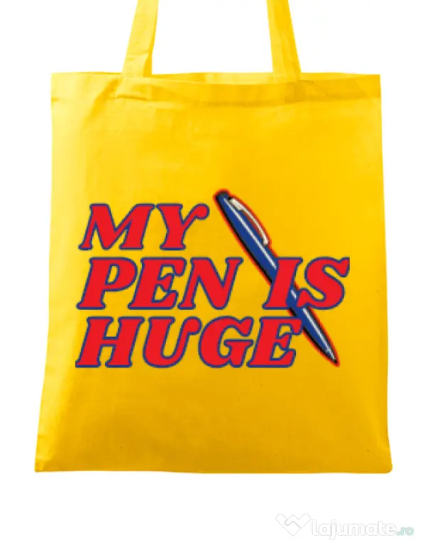 Sacosa din panza My pen is huge Galben