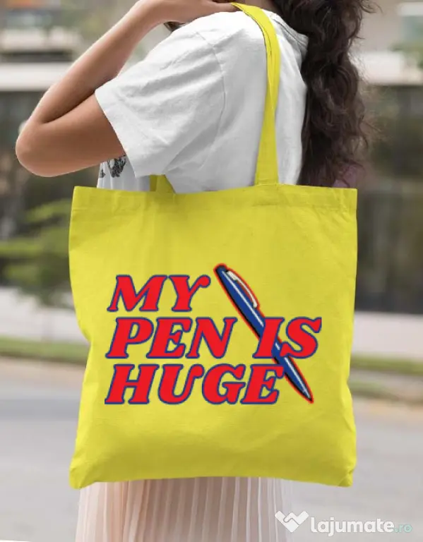 Sacosa din panza My pen is huge Galben
