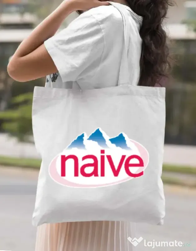 Sacosa din panza Naive Alb