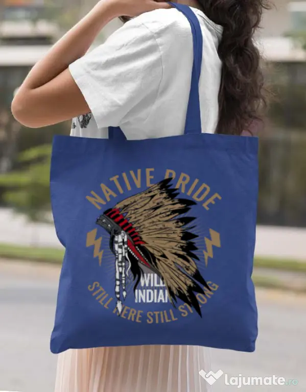 Sacosa din panza Native pride Albastru regal