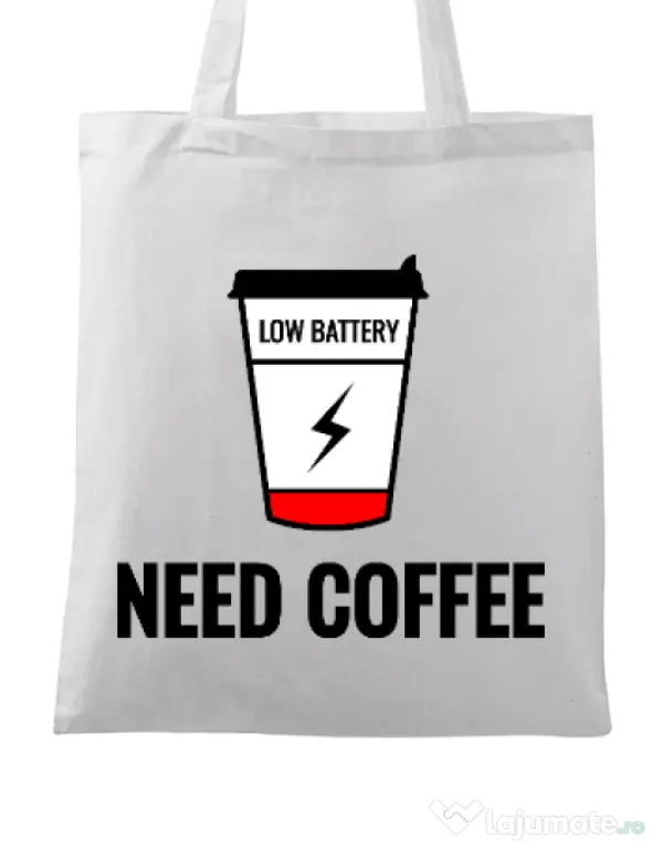 Sacosa din panza Need coffee Alb