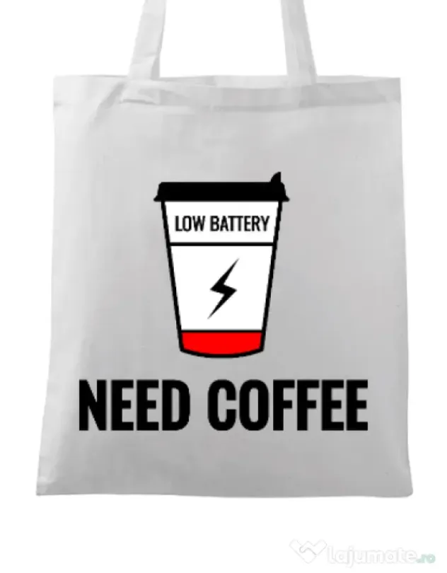 Sacosa din panza Need coffee Alb