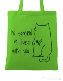 Sacosa din panza Nine lives Verde mar