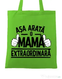 Sacosa din panza O mama extraordinara Verde mar