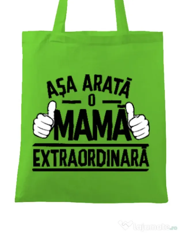 Sacosa din panza O mama extraordinara Verde mar