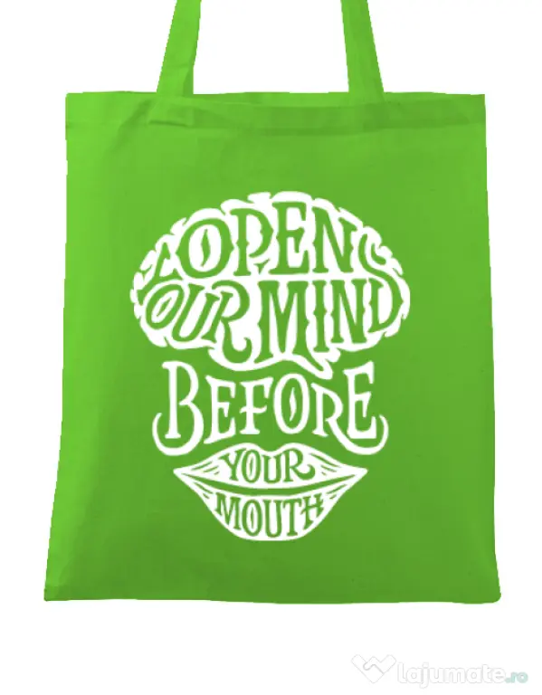 Sacosa din panza Open your mind Verde mar