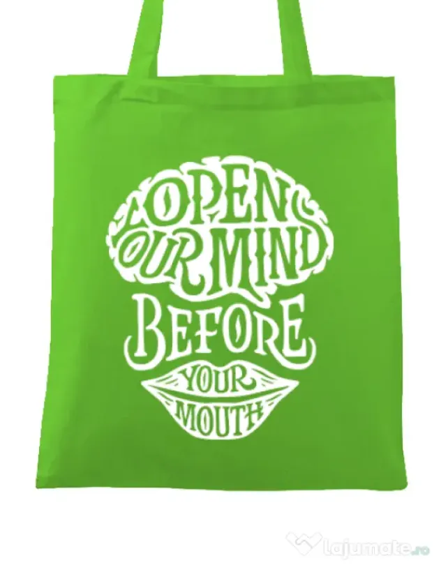 Sacosa din panza Open your mind Verde mar