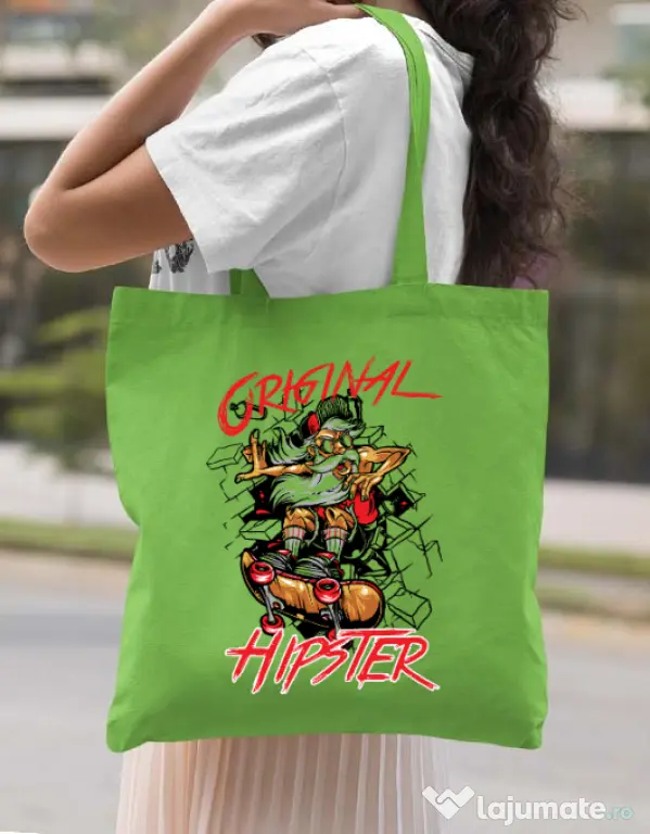Sacosa din panza Original hipster Verde mar