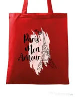 Sacosa din panza Paris mon amour Rosu