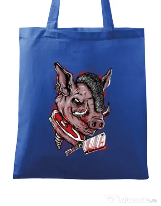 Sacosa din panza Pig Saw Albastru regal