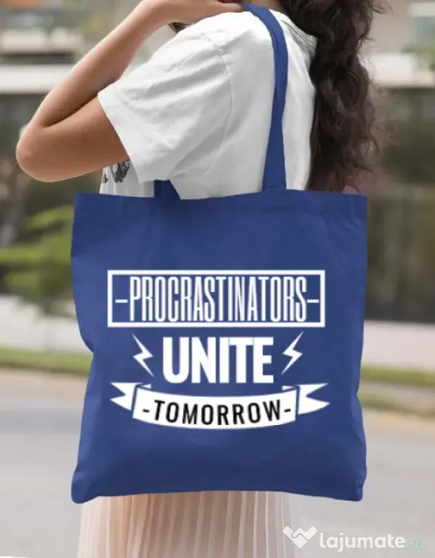 Sacosa din panza Procrastinators Albastru regal