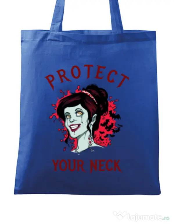 Sacosa din panza Protect your neck Albastru regal