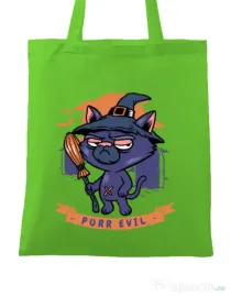 Sacosa din panza Purr halloween Verde mar