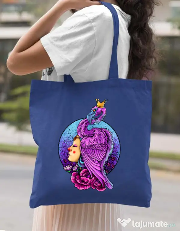 Sacosa din panza Queen Albastru regal