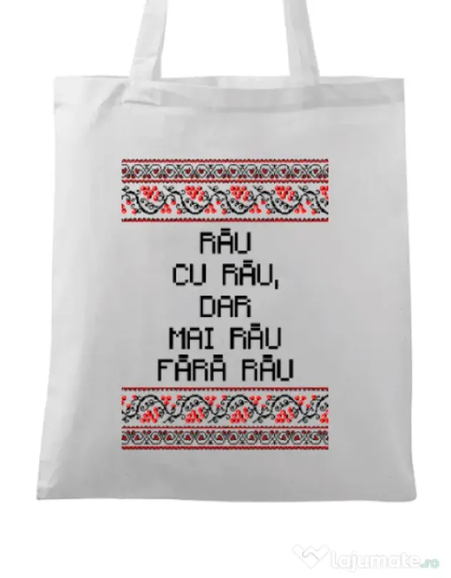 Sacosa din panza Rau cu rau Alb